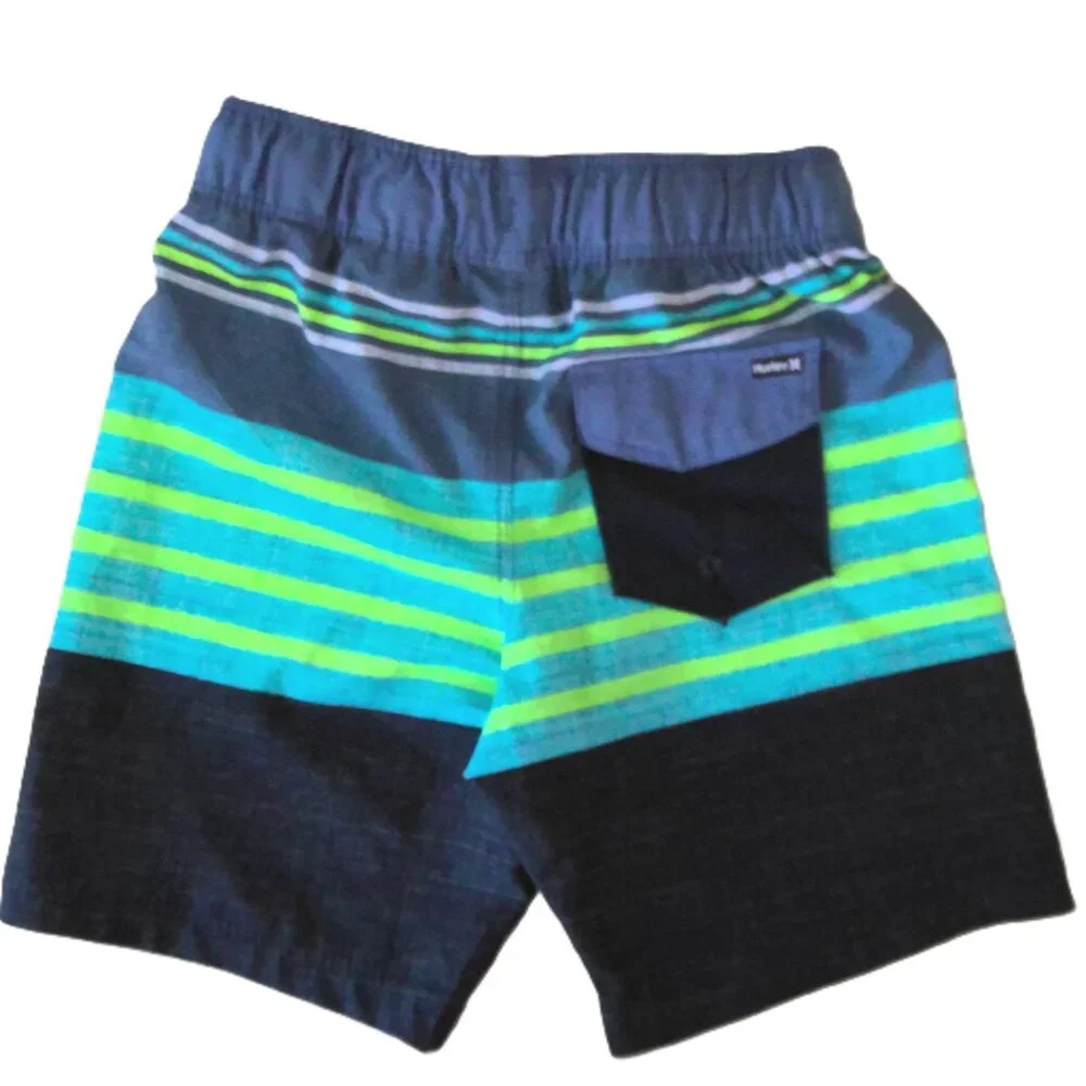 New Hurley Boy's Swim Trunks Board Shorts Striped NWOT Sz 4